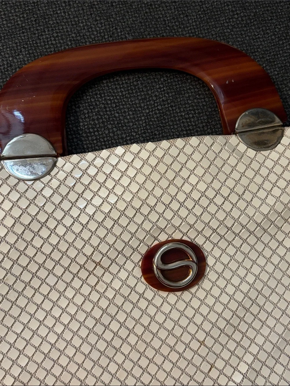 Vintage white mesh bag